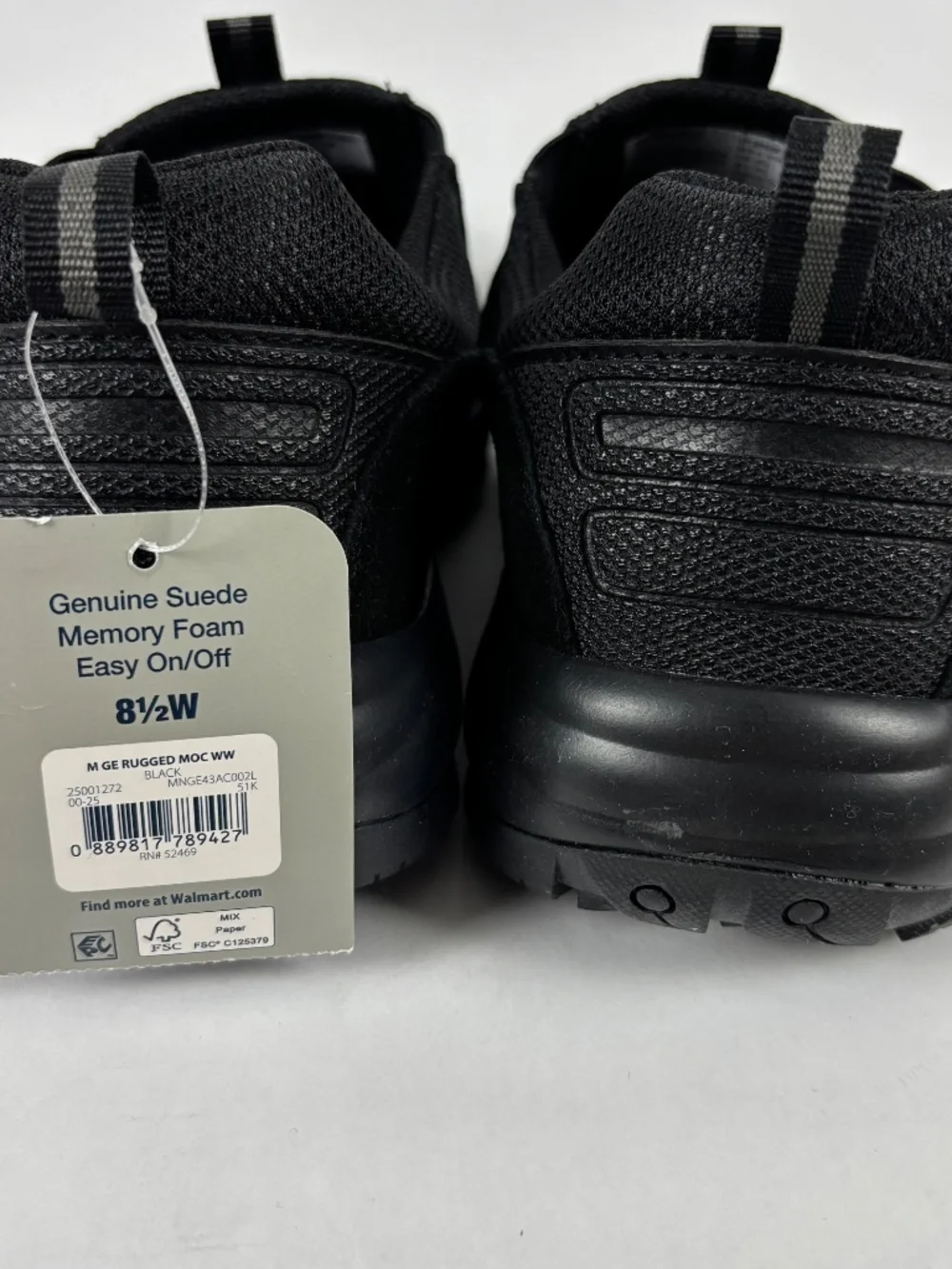 George, Slip-On, Sneakers/Shoes, Black Genuine Suede, Memory Foam, Size 8.5 W